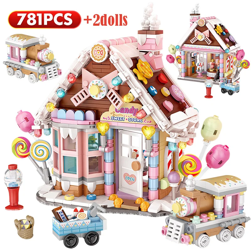 781PCS Mini Romantic Candy House Building Blocks Friends Locomotive Figures Home Decoration DIY Bricks Toys for Girls Kids Gift - купить по