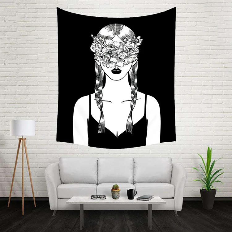 Креативный домашний гобелен поп арт узор черно белый настенная декоративная