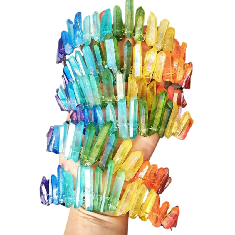

Raw Crystal Quartz Crown Headband Rainbow Colorful Stone Jewelry Tiara Hair Hoop 066F