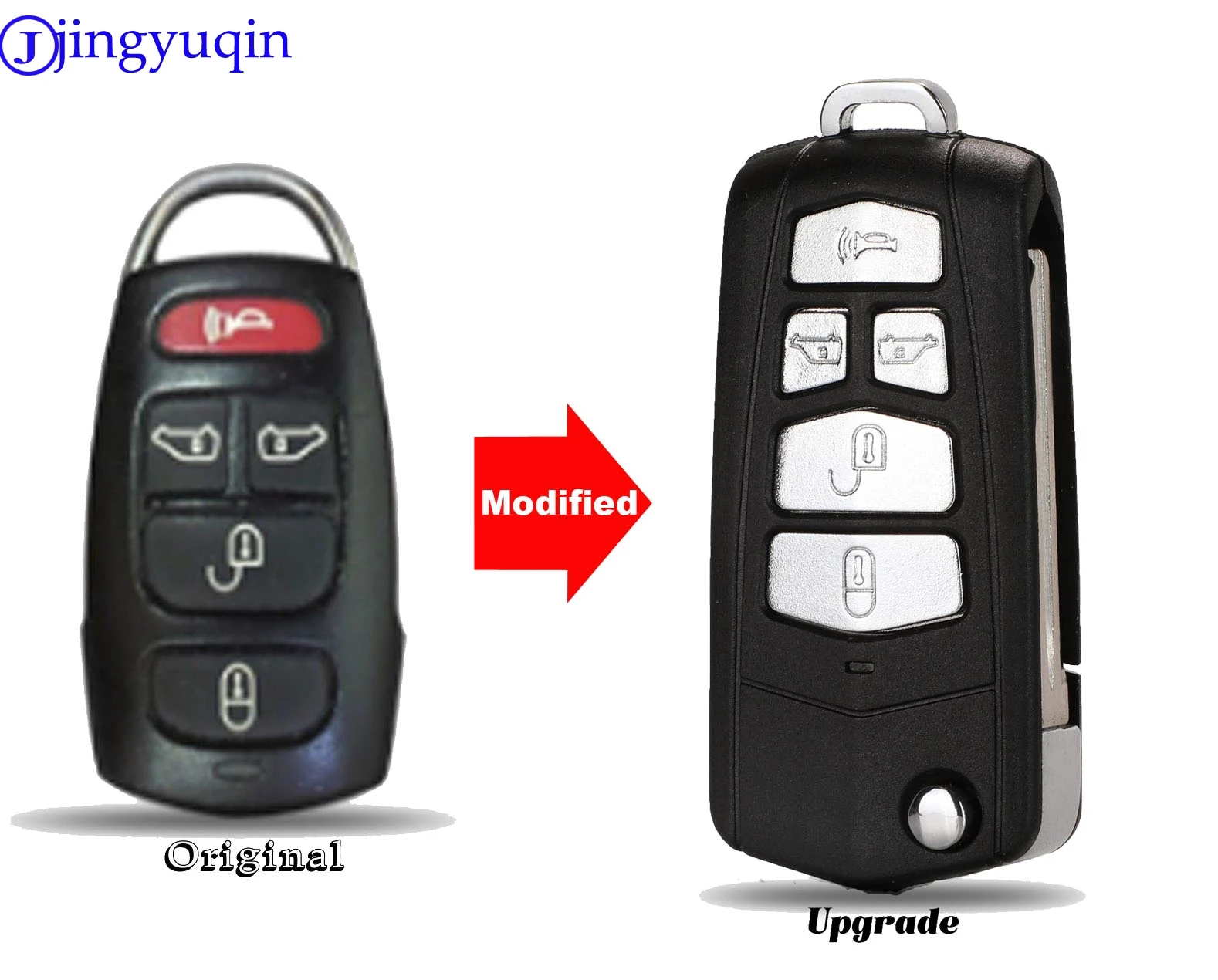 jingyuqin Replacement 5 Buttons Modified Flip Folding Key Shell Case For Kia Sedona Mini Van Fob Car Key Cover Case
