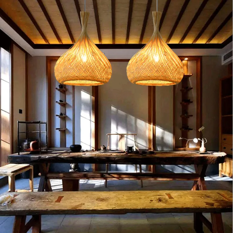 

bamboo creative pendant lapms money bag retro innrattan lamp tea room aisle hanging lamp lamps dining room pendant lights