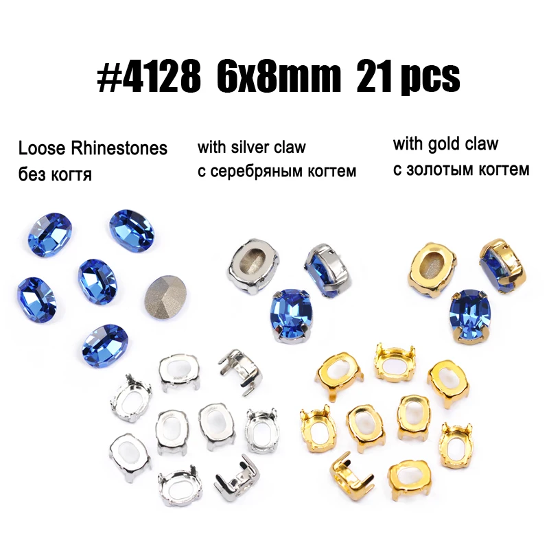 

CTPA3bI Sapphire Rhinestone Jewels Beads Pointback Glass Crystal Stones With Silver Gold Claw For Crafts Dance Dress Accessories