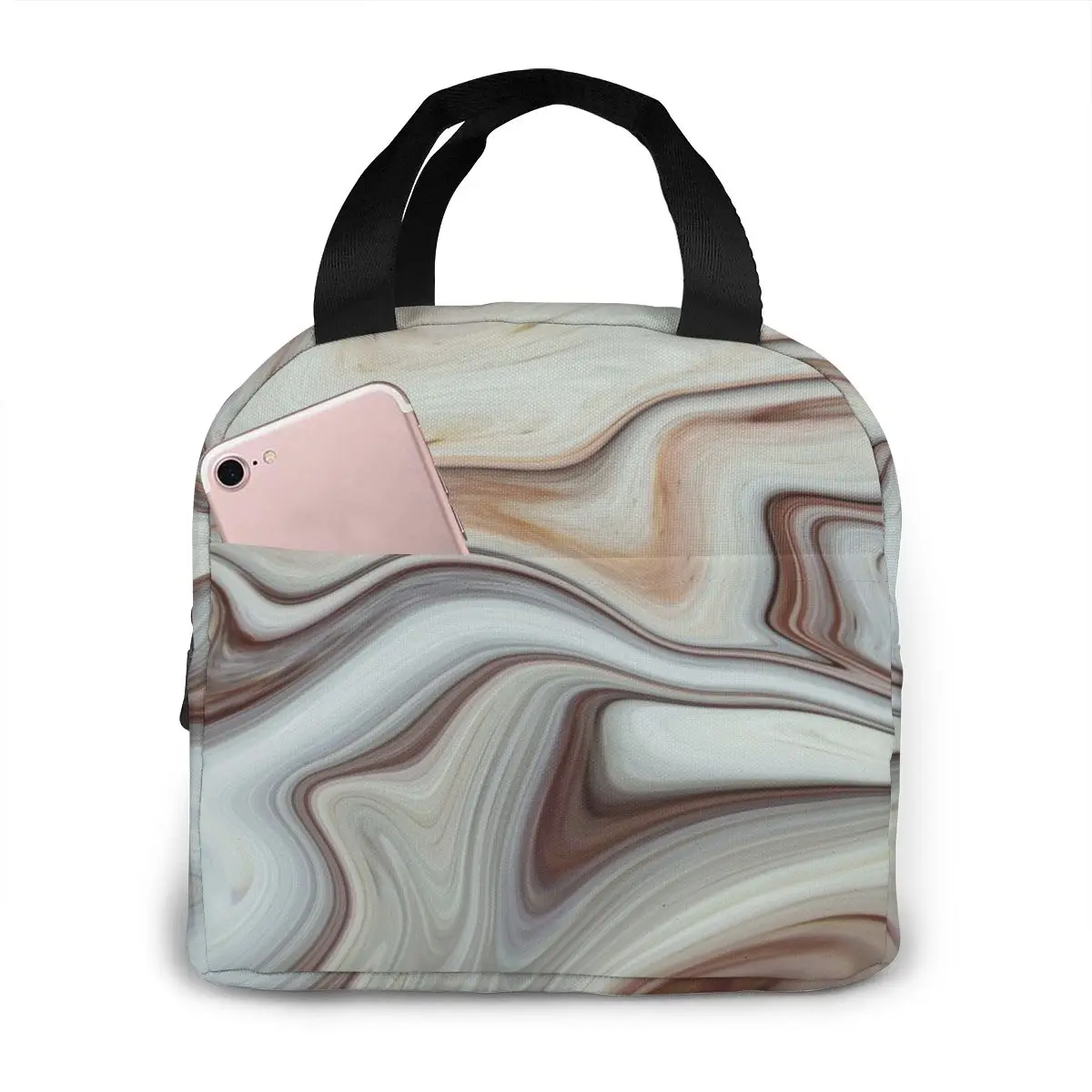 

Marble Brown Cooler Lunch Box Portable Insulated Lunch Bag Thermal Food Picnic Lunch Bags