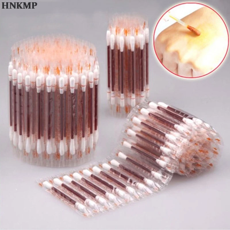 100/50pcs Medical Alcohol Disposable Emergency Cotton Stick Iodine Swab Disinfected for Children Adults Baby | Красота и здоровье