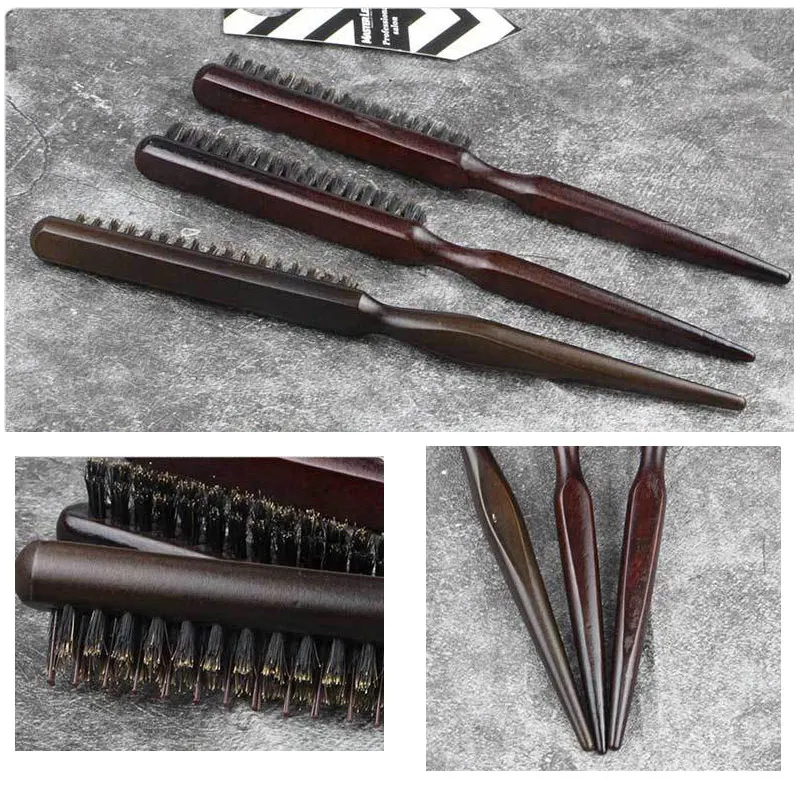 Расчески для волос 3 ряда расческа с натуральной щетиной и деревянной ручкой