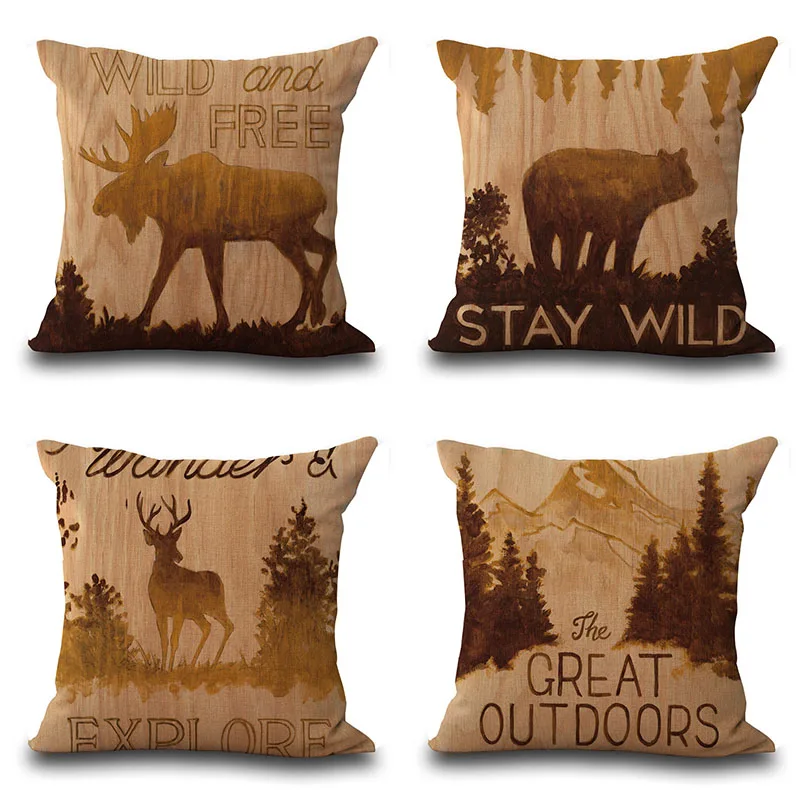 

Retro Deer Goat Animal Linen Sofa Pillowcase Cushions Pillowcase Cover Throw Pillow Sofa Decoration Pillowcover 45x45cm