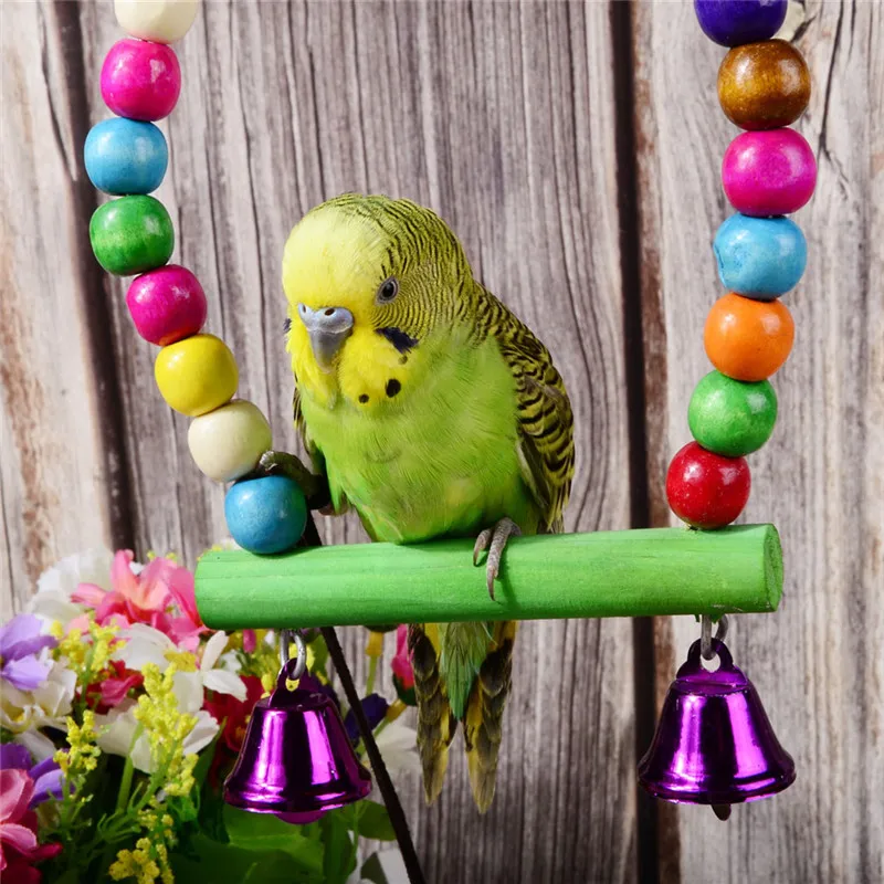 5Pcs Bird Parrot Toys Swing Toy Colorful Chewing Hanging Hammock Bell Pet Climbing Ladders | Дом и сад
