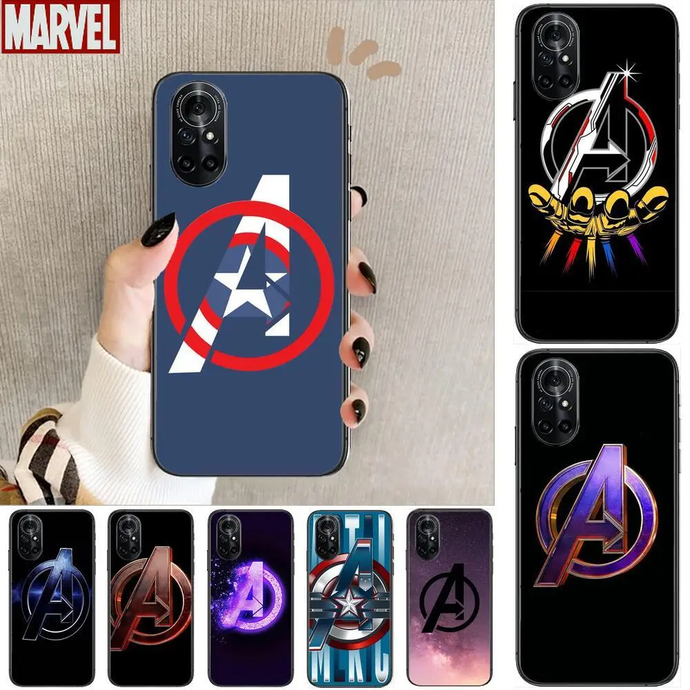 

Marvel Avengers logo Clear Phone Case For Huawei Honor 20 10 9 8A 7 5T X Pro Lite 5G Black Etui Coque Hoesjes Comic Fash desig
