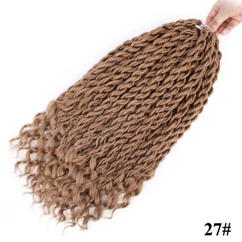 #27 Активные искусственные локоны в стиле Crochet, на крючках, косички, синтетика, на крючках, косички, эффектом деграде(переход от темного к плетение волос в богемном стиле замки 18 дюймов 24 подставки - Цвет: #27