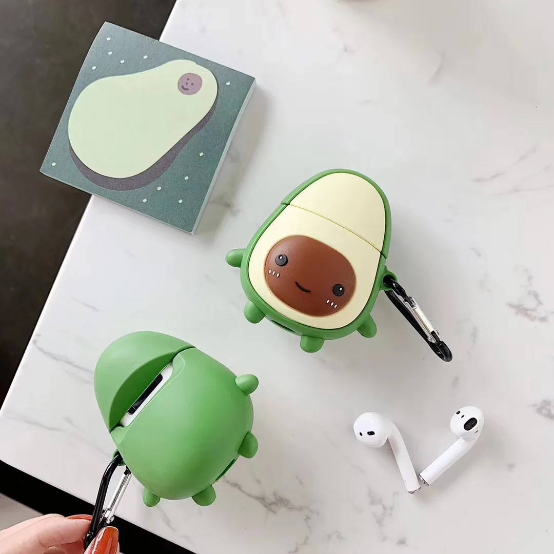Чехол для наушников Airpods силиконовый чехол с милыми фруктами авокадо Apple 1/2
