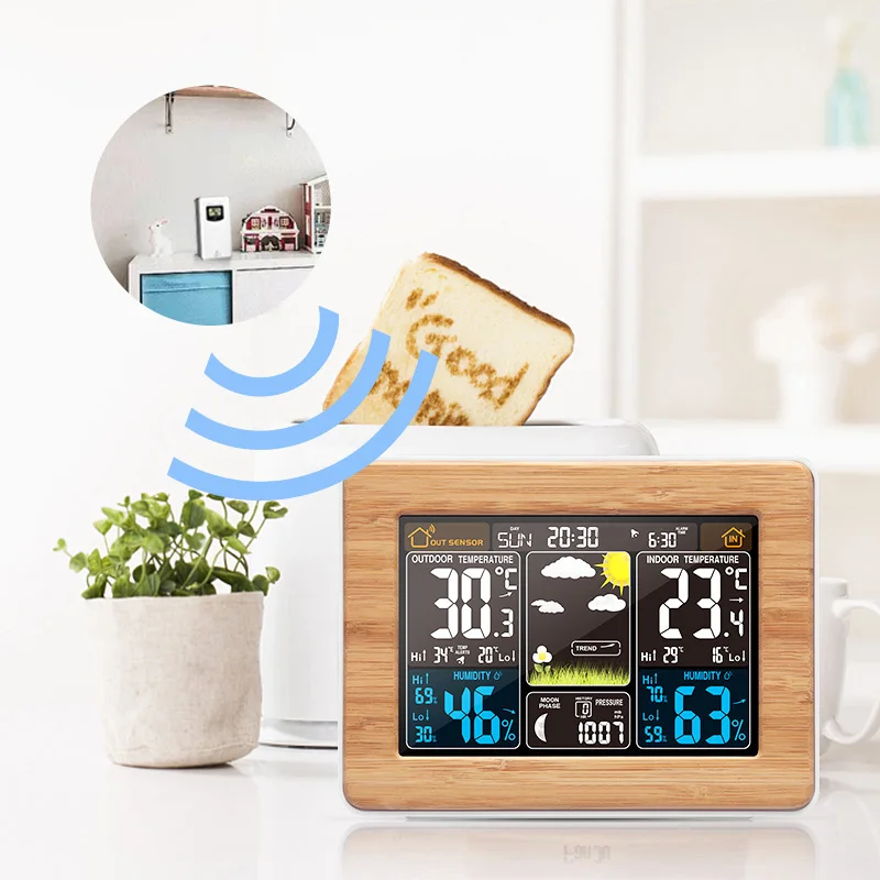 fanju digital weather station alarm clock electronic thermometer hygrometer barometer wireless outdoor sensor home decor fj3365 free global shipping