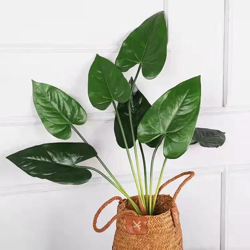 

Large Artificial Monstera Green Plants Tropical Fake Palm Tree Branches Plastic Banyan Leaf Wedding Home Decoration Accessories