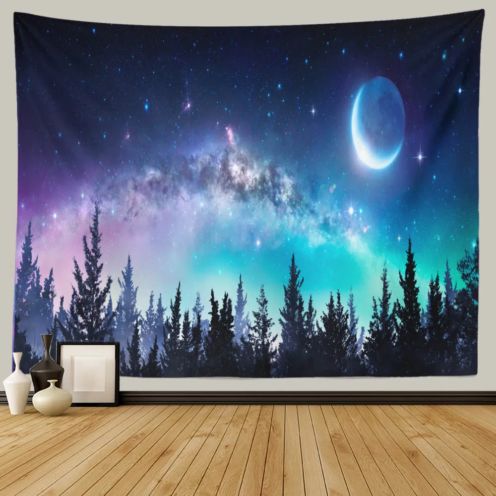 SepYue гобелен с пейзажем Луна Большой лес стены гобелены домашний Спальня звездное
