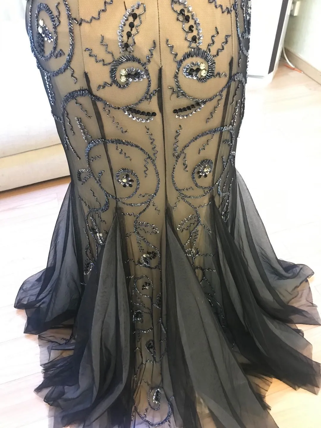 

Stock Clean Luxury Black Champange Nude Prom Dresses Long Arabic Evening Gowns 2020 Beads Tulle Mermaid Formal Party Dress