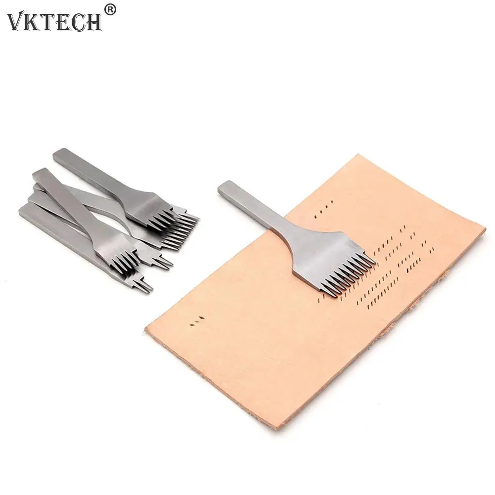 

White Steel Stitching Lacing Punch Chisel Oblique Flat Cut Gear Pitch Tool Polished Prongs Leather Craft Hole Puncher