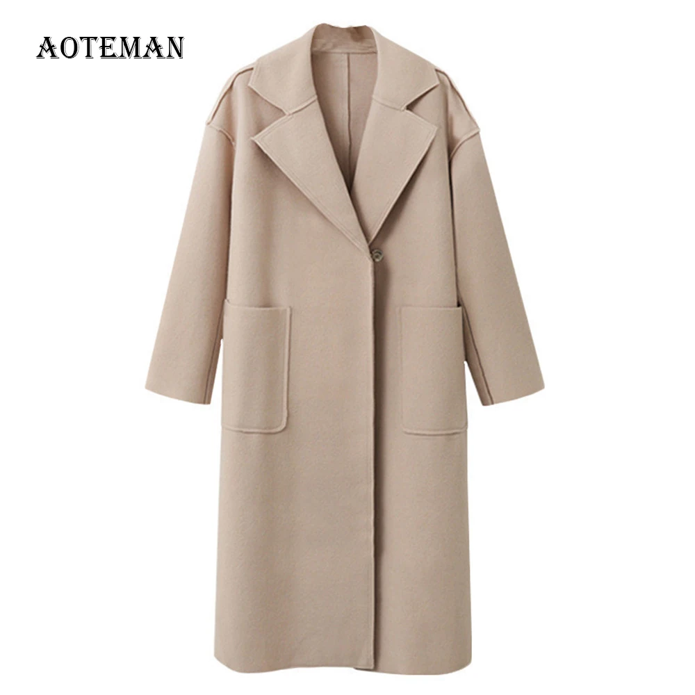 

Autumn Winter Coat Women 2020 Casual Vintage Solid Long Sleeve Thick Coats Female Elegant Warm Black Long Coat casaco feminino