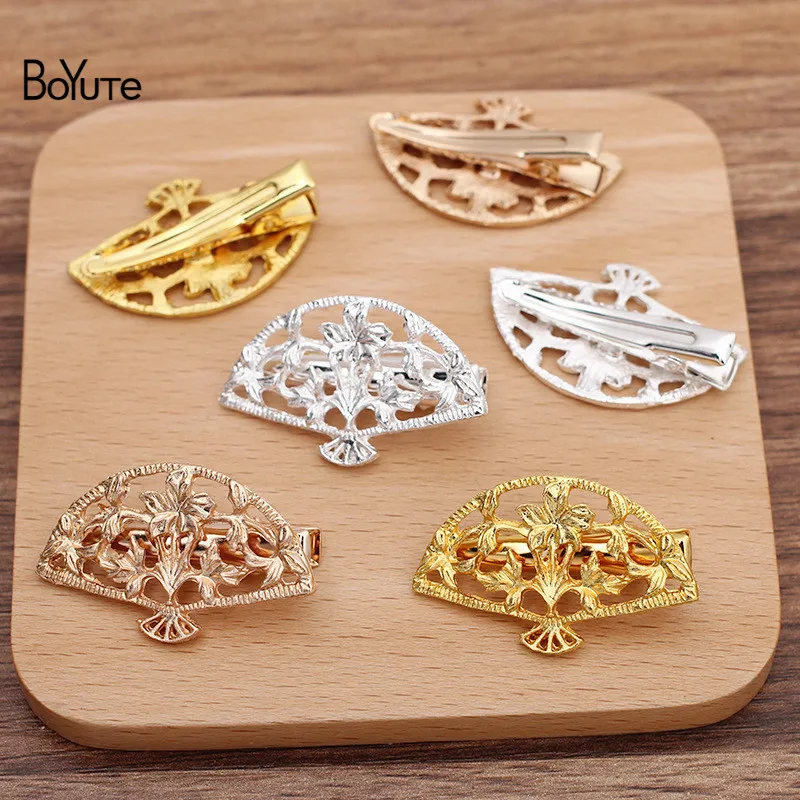 

BoYuTe (20 Pieces/Lot) 23*37MM Metal Alloy Fan-Shaped Hair Clips Factory Supply Handmade Diy Hair Accessories