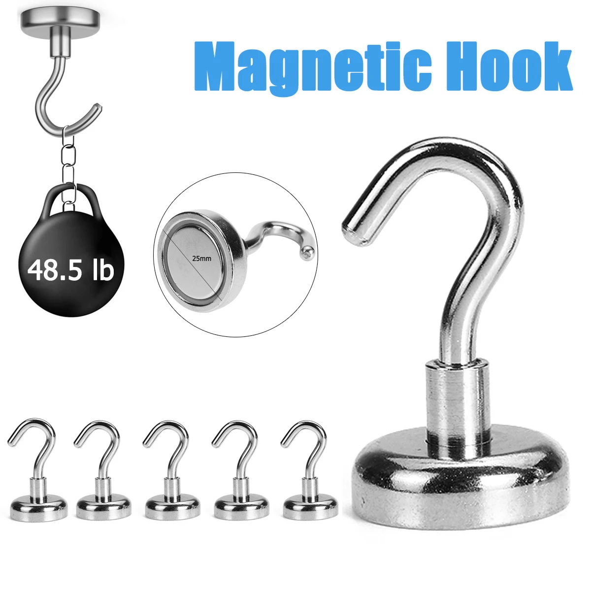 

6 шт, 25 мм, магнитный крепежных крючка для удержания 22 кг мощный неодимовый магнит редкоземельный магнит вешалка для дома Кухня настенный кр...