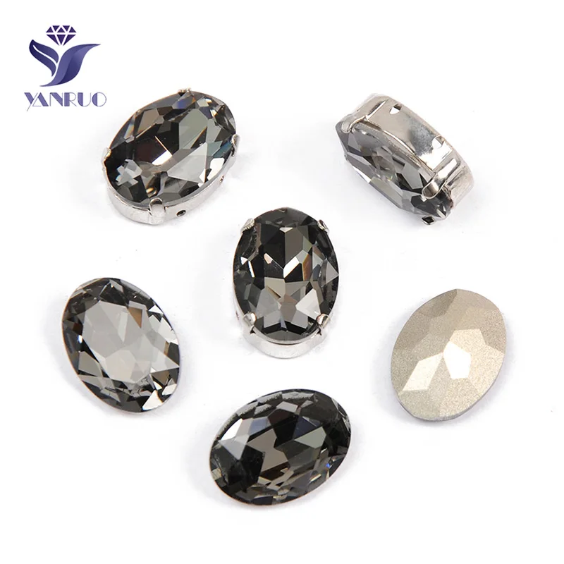 

YANRUO 4120, овальный черный бриллиант, Пришивные кристаллы, бриллиант с серебряными когтями, полоски, все для шитья