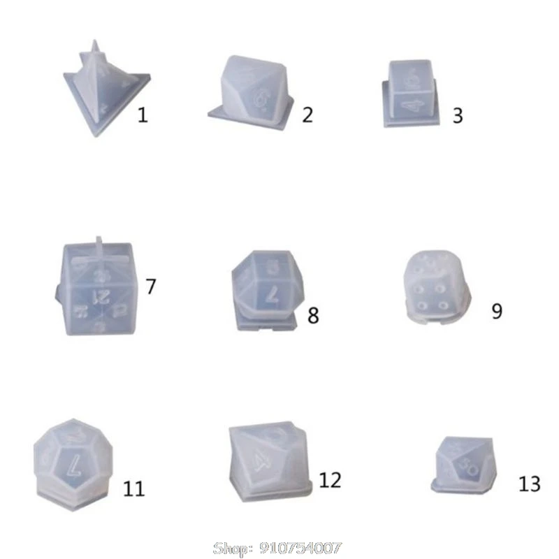 

DIY Crystal Epoxy Mold Dice Fillet Shape Multi-spec Digital Game High Mirror dice mold silicone Mould Making N06 20 Dropship