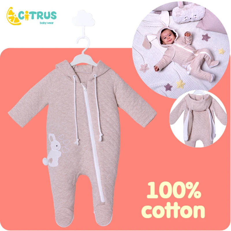 Комбинезон детский цитрусовый милый мультяшный джемпер с кроликом для мальчиков