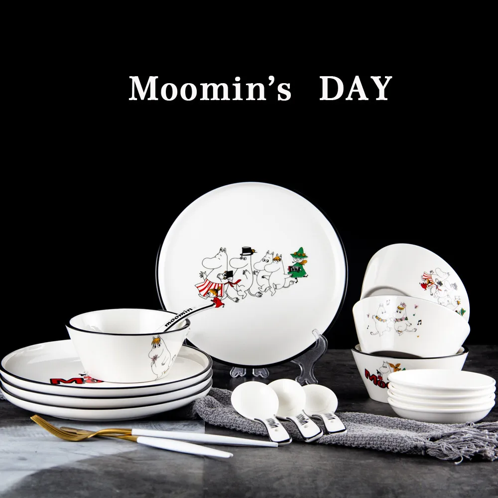 Скандинавский стиль Moomin 8 дюймов стейк керамическая тарелка рисовая чаша ложка Amy Shili мультфильм керамическая детская посуда