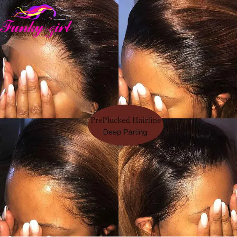 Фанки девушка кружева Закрытие человеческих волос парики предварительно