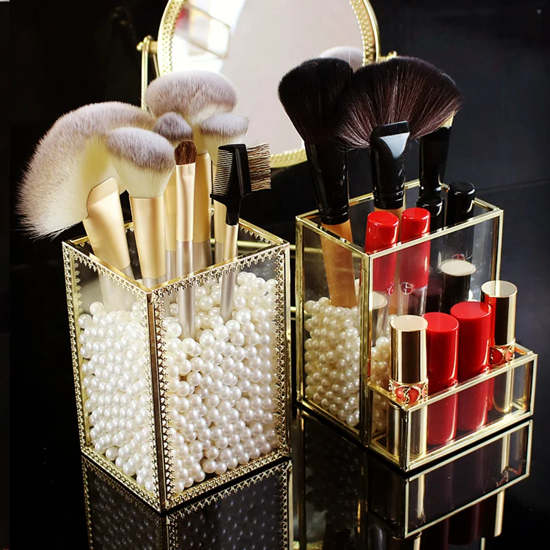 Новый европейский стеклянный органайзер для хранения кистей макияжа карандаш