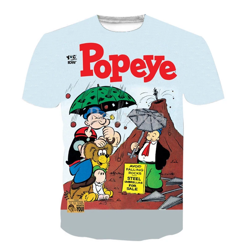 Модная дизайнерская футболка с мультяшным аниме Popeye для мужчин/wo мужчин футболки