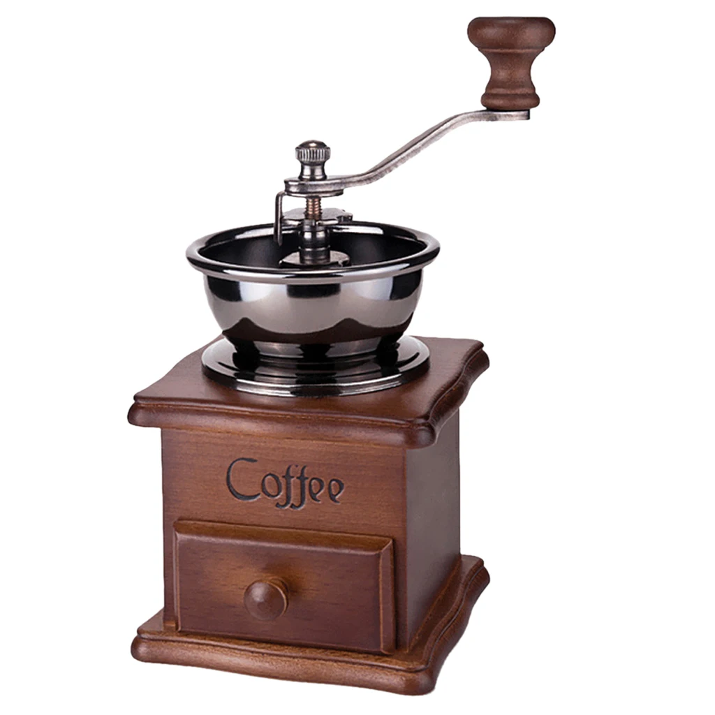Vintage Premium Quality Stainless Steel Wooden Manual Coffee Hand Grinder Portable Spice Burr Mill Home Office Decoration | Дом и сад