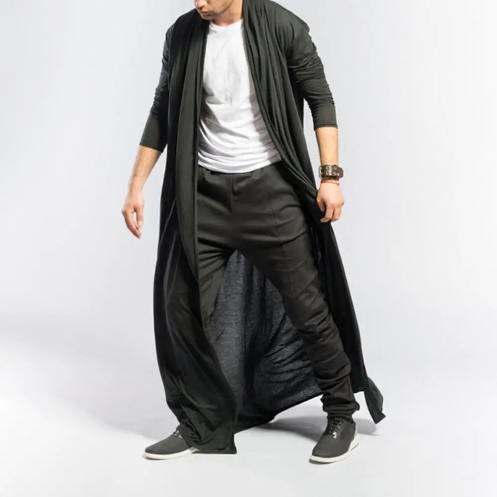 

Fashion Men Solid Color Long Sleeve Cardigan Slim Type Open Front Trench Coat