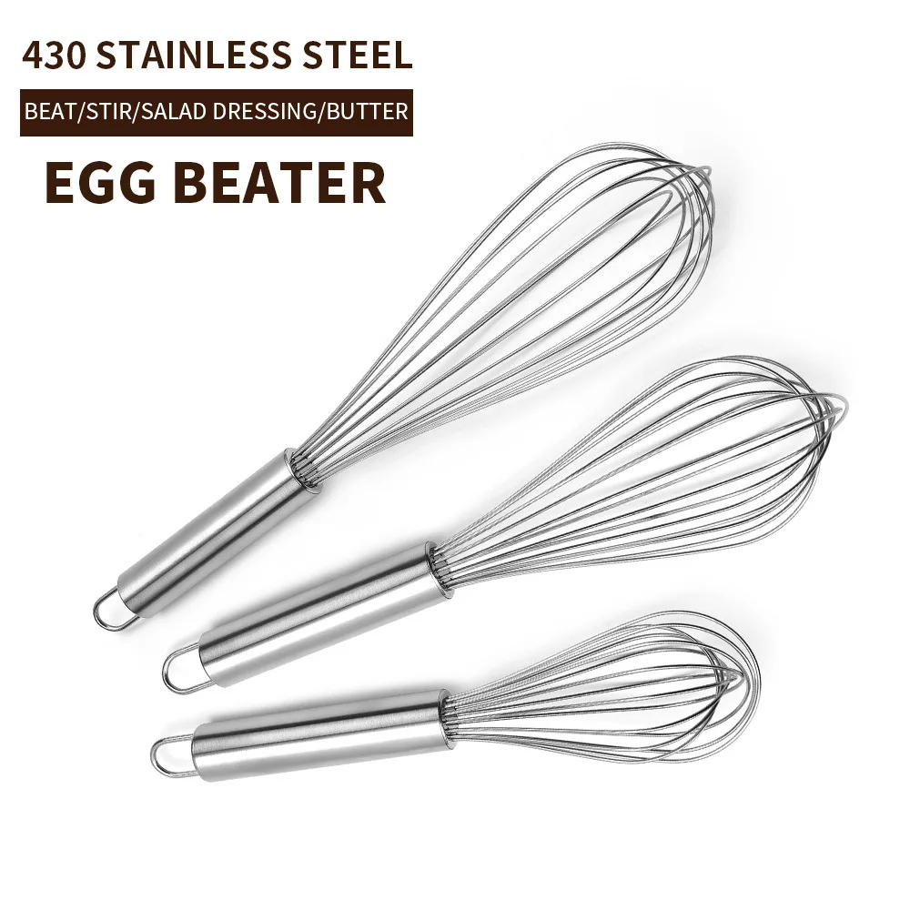 

(8/10/12 Inch) Kitchen Tools Stainless Steel Egg Beater Hand Mixer Whisk Mixer Kitchen Gadgets Butter Mixer Kitchen Accessories