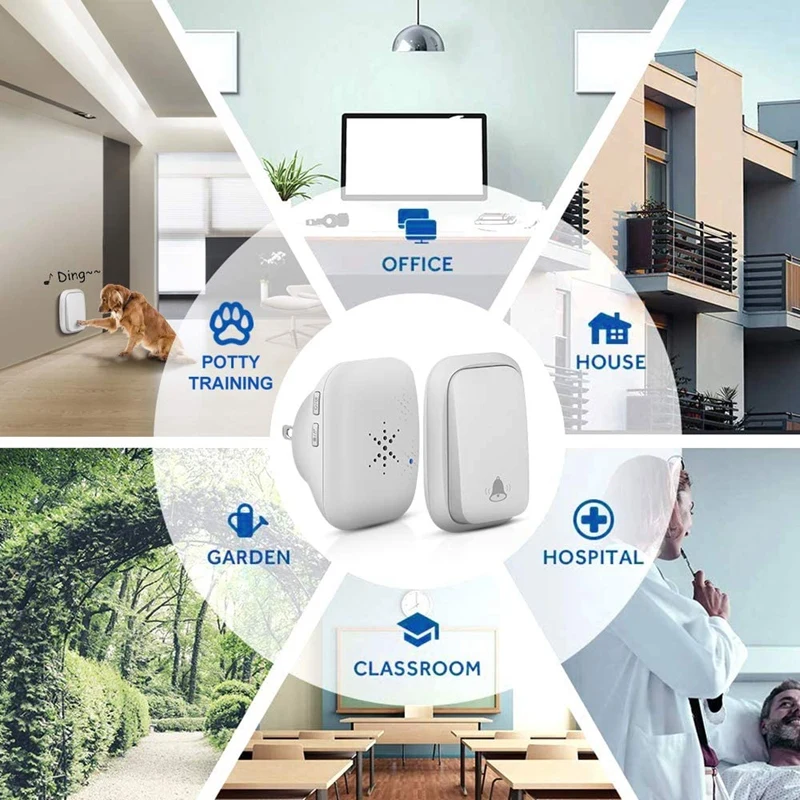 

No Battery Required Doorbell,Self-Powered Generation Waterproof Wireless Door Bell Chime Kit for Home, Office, Shops,Dog Bell,Op