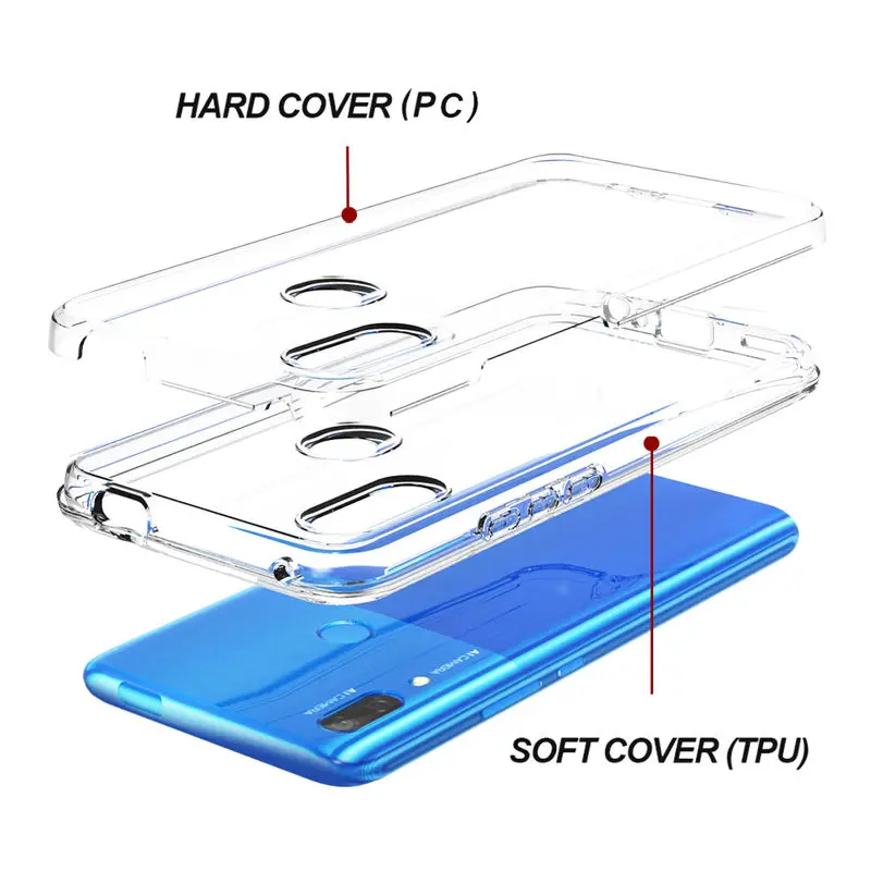 

Honor 9X Case Soft Silicon + Hard PC Cover For Huawei Y9 Prime 2019 P Smart Z Honor 9 X ultra thin Transparent Protection Cases
