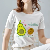 t shirt women clothes classic o neck white all match ladies tee cartoons avocado pattern printing series female short sleeve top