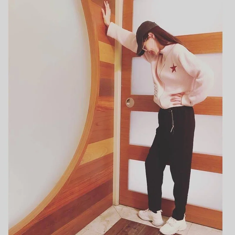 Женский кардиган на молнии Кардиган с длинным рукавом и карманами звезды высоким