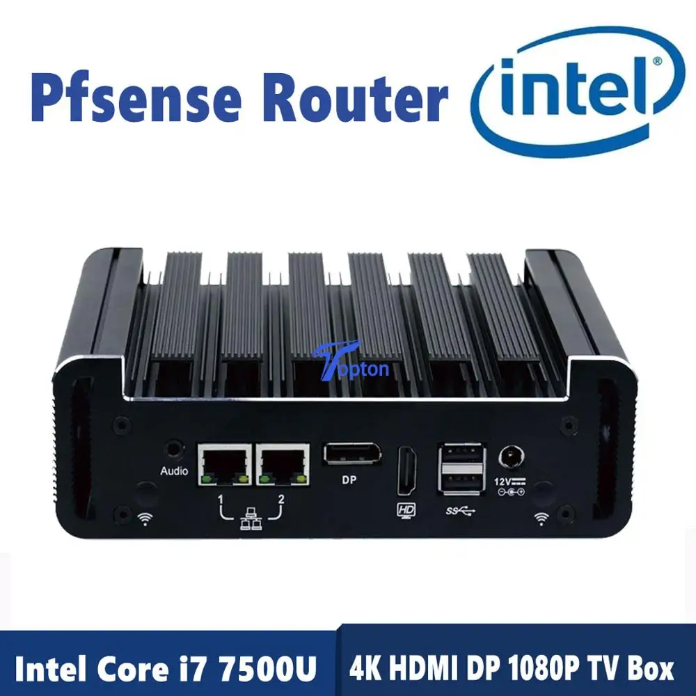 7*24 часа работы 2 * LAN мини ПК Intel i7 7500U i5 6200U i3 6100U DDR4 Pfsense маршрутизатор 2COM AES NI DP HDMI Linux