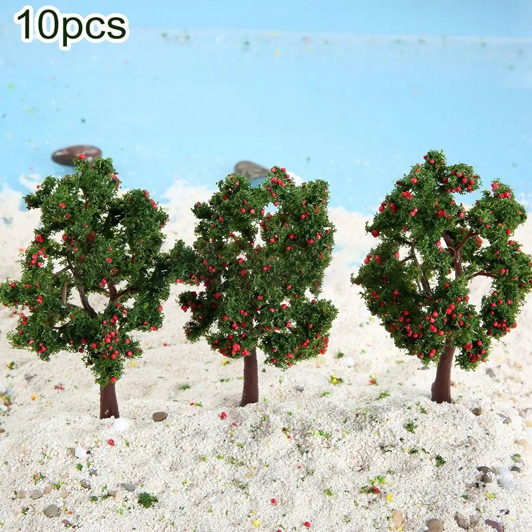 

10Pcs Scenery Landscape Model Decoration Red Fruit Model Trees Plastic 110mm Sand Table Micro-landscape Landscaping
