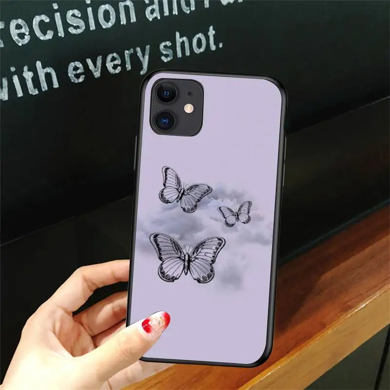 

Simple Retro Butterfly Phone Case For Iphone 6 6s 7 8plus X Xr 11 12 Mini Pro Max Nax Fundas Cover