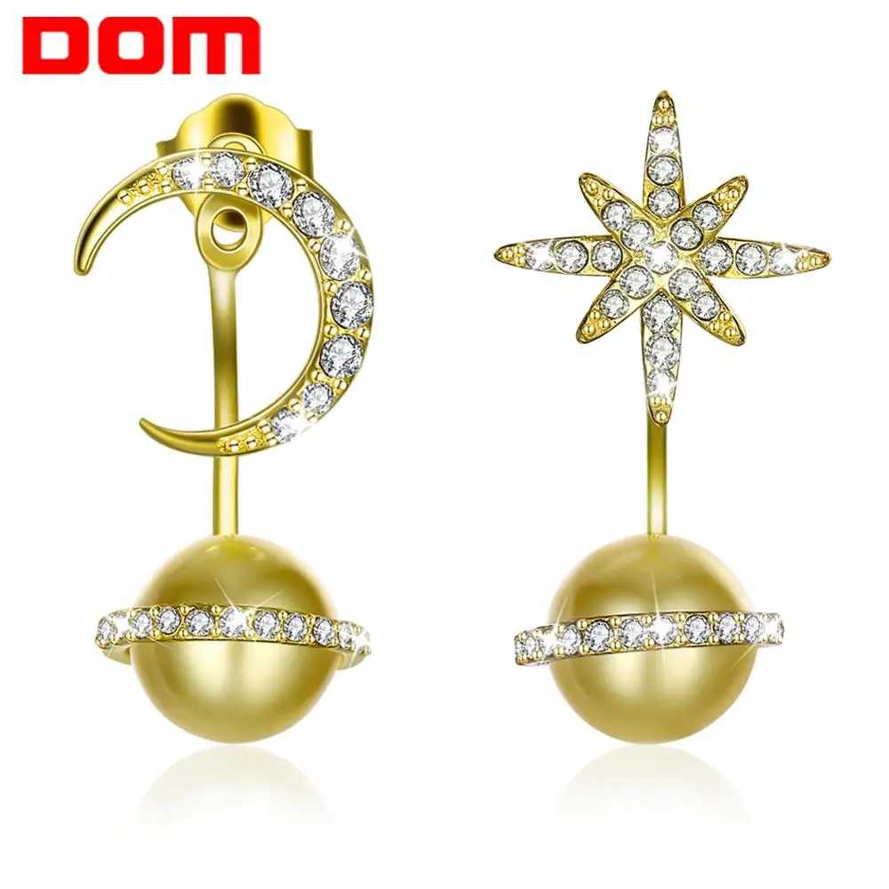 Женские серьги DOM из 100% серебра 925 пробы с Луной и звездой прозрачные кубические