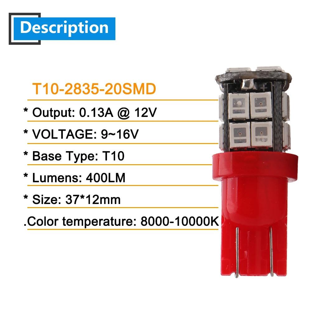 4 шт. светодиодные лампы 12 В W5W 194 168 T10 2835 20 SMD | Автомобили и мотоциклы