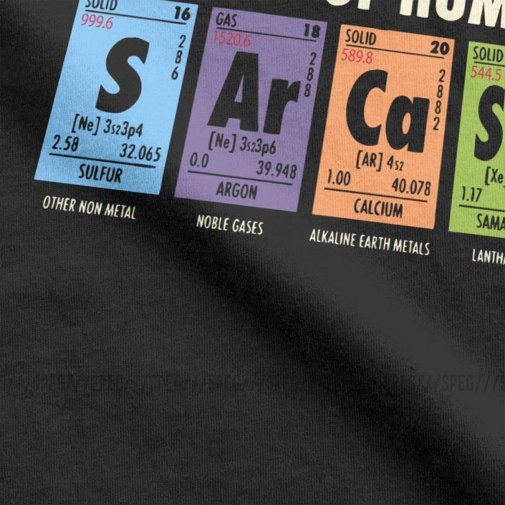 Смешная футболка для мужчин с принтом "Таблица юморов", S Ar Ca Sm Science Sarcasm Primary Elements Chemistry, хлопковые футболки размера плюс
