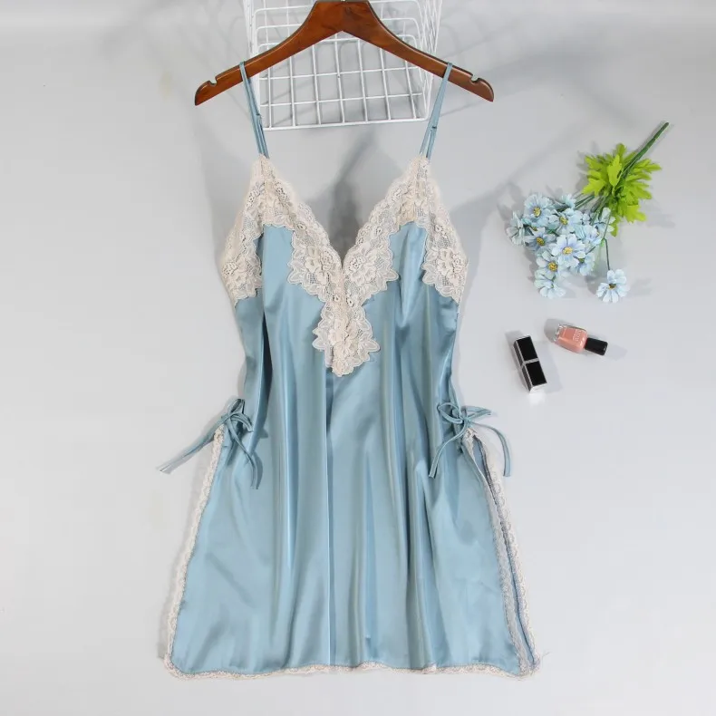 2019 женские ночные рубашки без рукавов шелковые ночная рубашка атласная