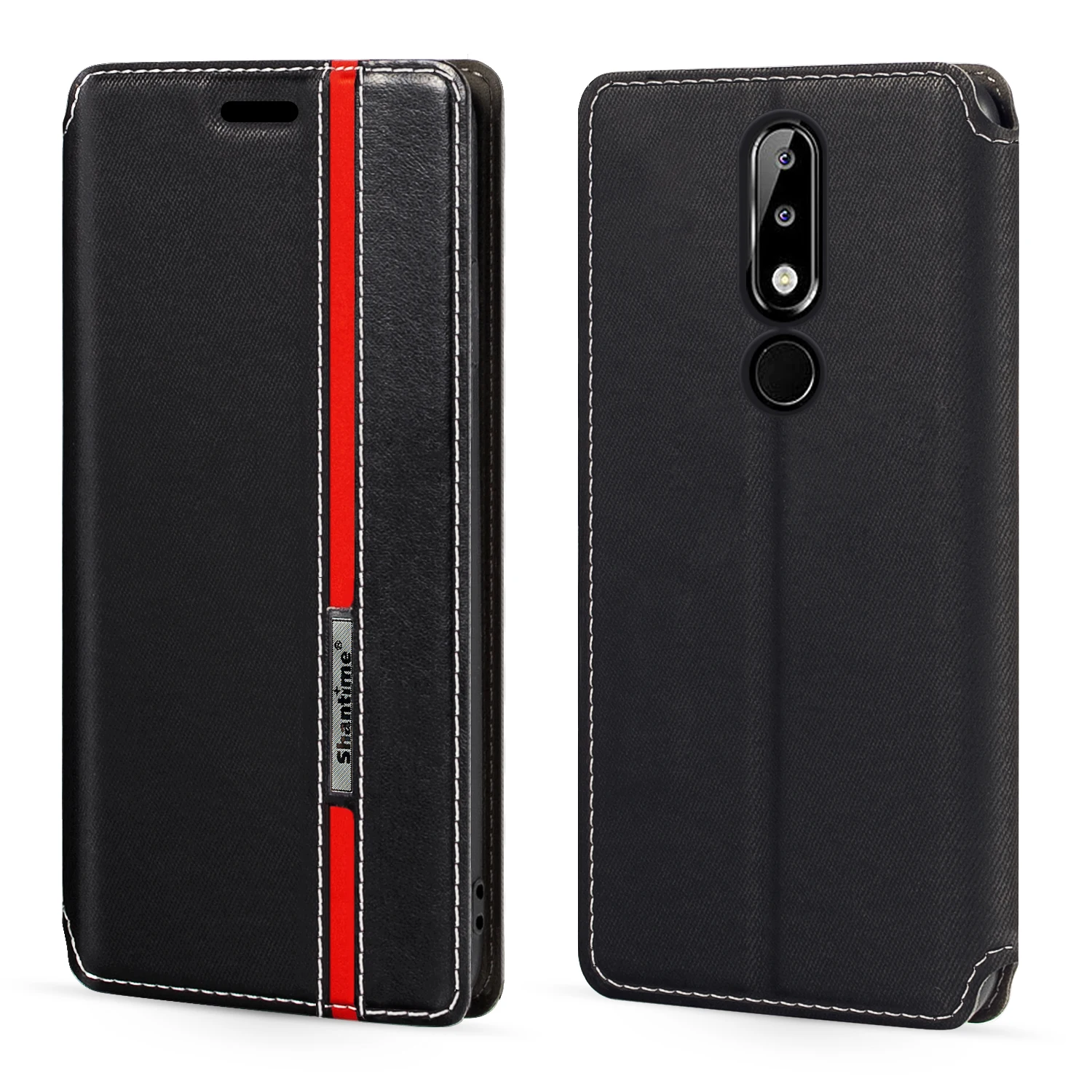 

Модный разноцветный кожаный чехол-книжка с магнитной застежкой и отделением для карт для Nokia 5,1 Plus