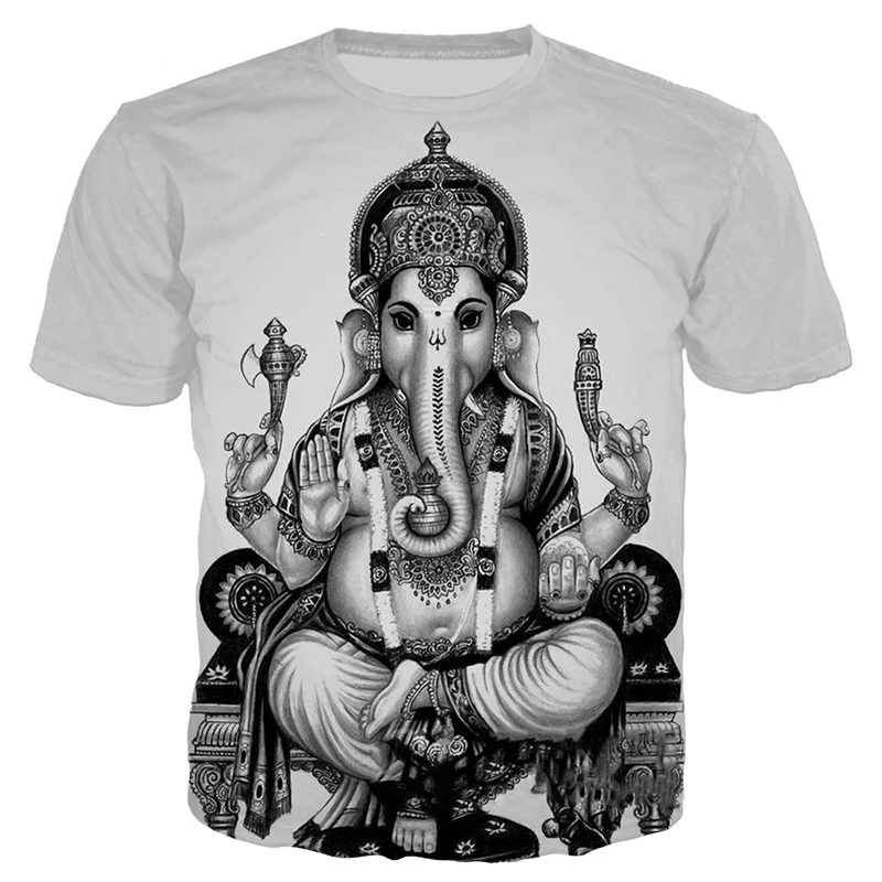 Новинка 2021 модная повседневная футболка Ganesha мужские и женские топы с 3D принтом