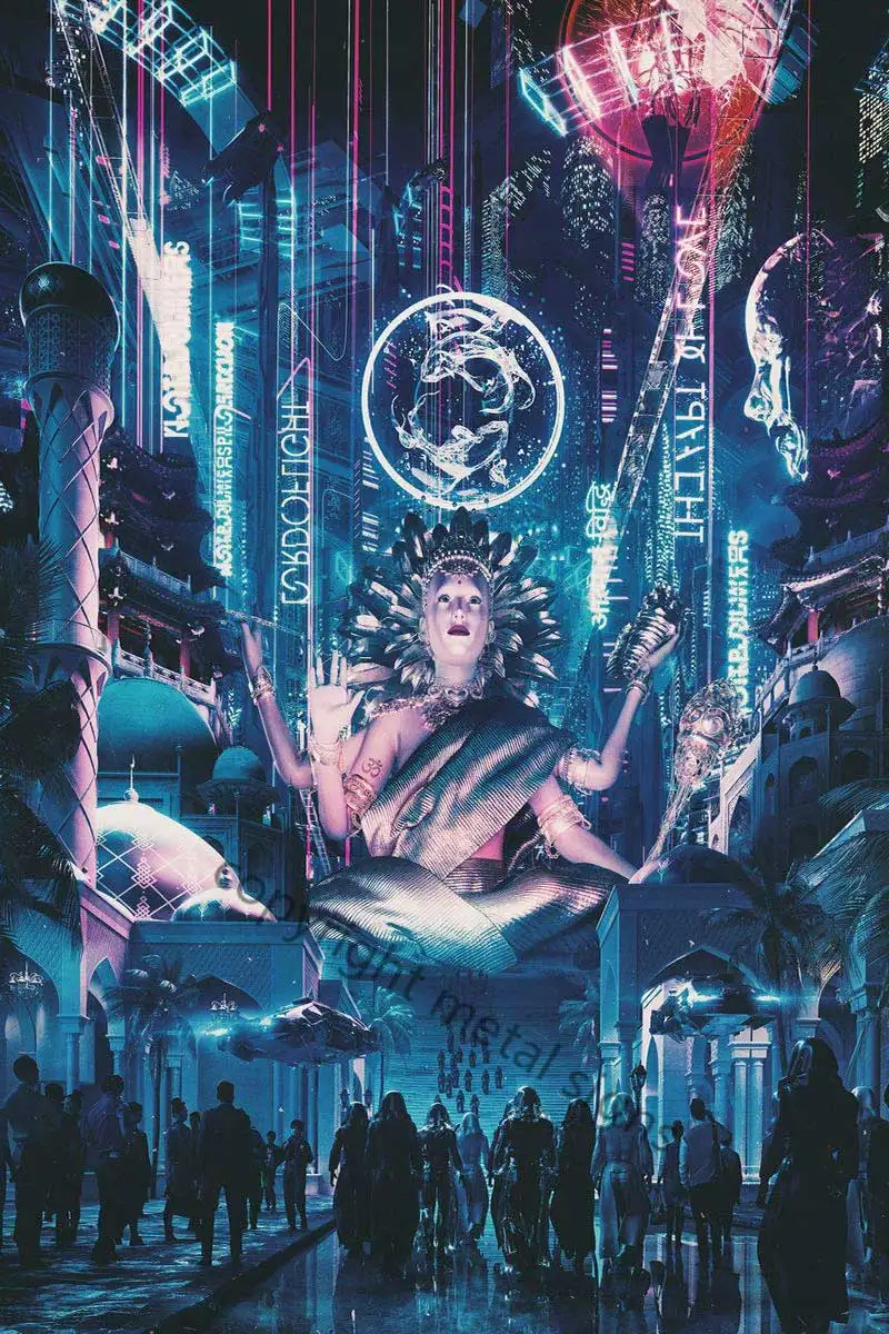 

Неоновые боги, жестяная вывеска, жестяные пластины, украшение для комнаты, Ретро винтажный металлический знак, неоновая вывеска для кафе, па...