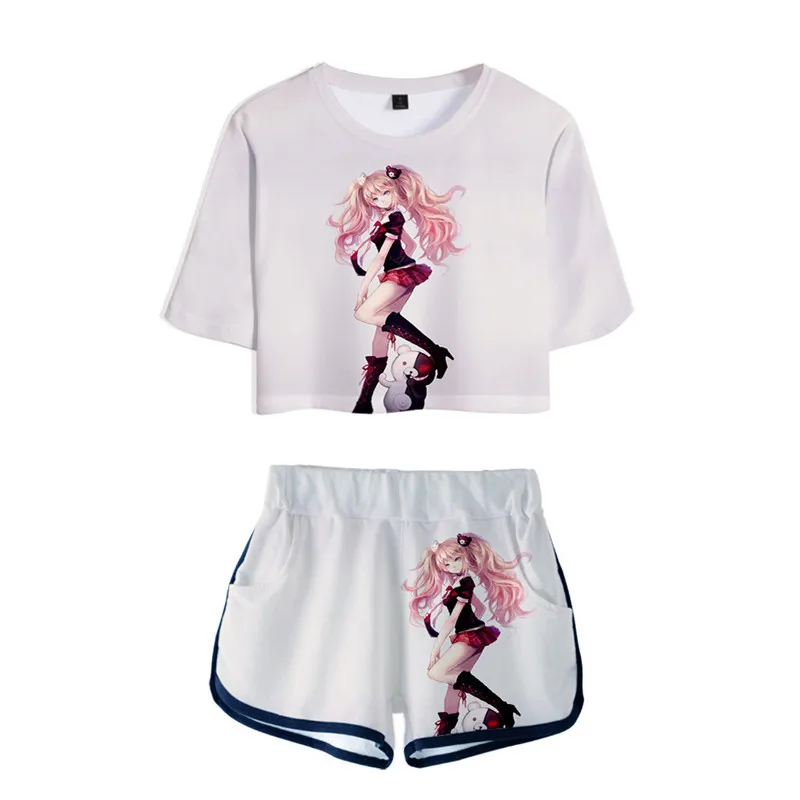 Danganronpa V3 Junko Enoshima Cosplay T-shirt Shorts Suits Women Maki Harukawa Short Sleeve Shirts Tees Sportswear For Girls |
