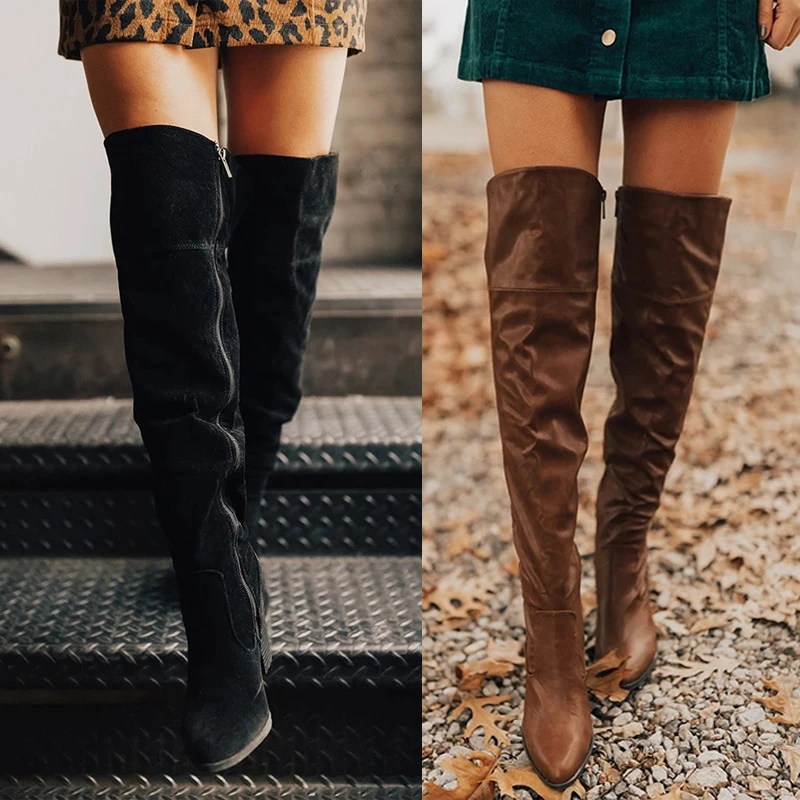 PUIMENTIUA Faux Suede Slim Boots Sexy Over The Knee High Women Fashion Winter Thigh Shoes Woman Botas Mujer | Обувь