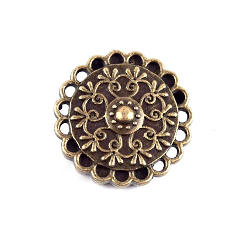 Круглые бусины ручной работы в форме цветка серебристые или бронзовые