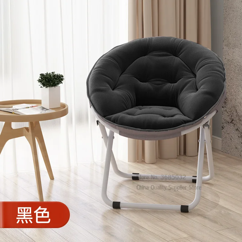 구매 접이식 대형 원형 달 의자 X 모양 철 합금 프레임 옥스포드 천 패딩 시트, 휴대용 안락 의자 낮잠 의자 80cm